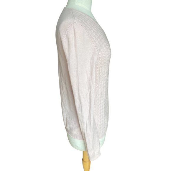 Lands End 100% Cashmere Cable Knit Sweater Pink Quiet Luxury Preppy Old Money-S - Picture 6 of 7